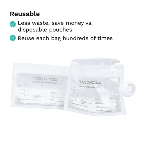 Reusable Breastmilk Storage Bags, 10 Pack, Includes Filling Funnel - product thumbnail